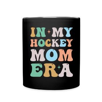 In My Hockey Mom Era Groovy Retro - Full Colour Mug - black - Front
