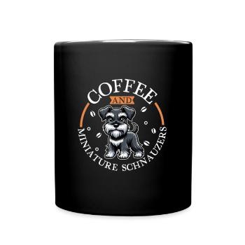 Kaffee und Zwergschnautzer - Tasse einfarbig - Schwarz - Vorne