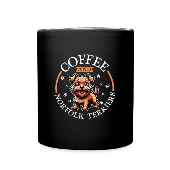 Kaffee und Norfolk Terrier - Tasse einfarbig - Schwarz - Vorne
