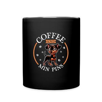 Kaffee und Zwergpinscher - Tasse einfarbig - Schwarz - Vorne