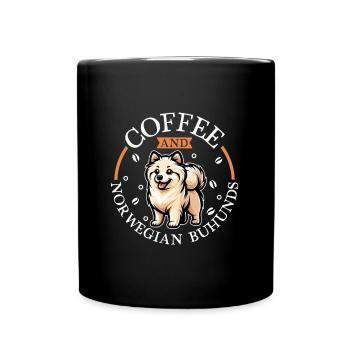 Café et Buhund norvégien - Mug uni - noir - Devant