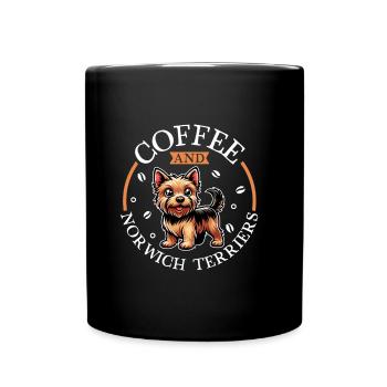 Coffee and Norwich Terrier - Full Colour Mug - black - Front