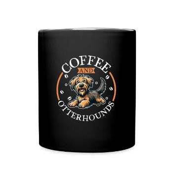 Café et chien loutre - Mug uni - noir - Devant