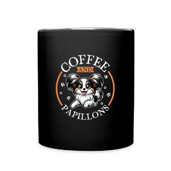 Kaffee und Papillon - Tasse einfarbig - Schwarz - Vorne