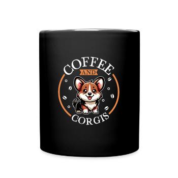 Coffee and Welsh Corgi Pembroke - Full Colour Mug - black - Front