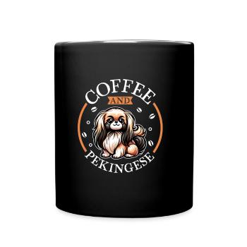 Café et Pékinois - Mug uni - noir - Devant