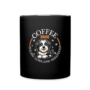 Kaffee und Polski Owczarek Nizinny - Tasse einfarbig - Schwarz - Vorne