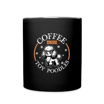 Café et caniche jouet - Mug uni - noir - Devant