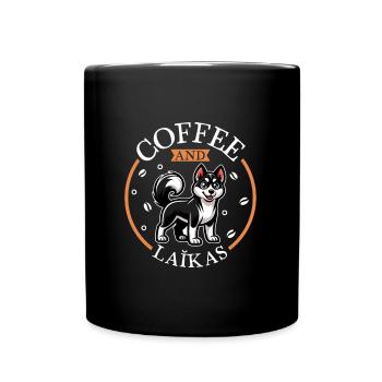 Café et laïka russo-européenne - Mug uni - noir - Devant