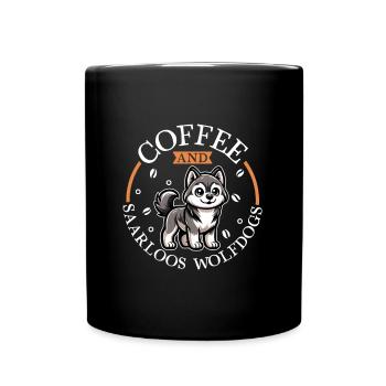 Kaffee und Saarlooswolfhund - Tasse einfarbig - Schwarz - Vorne