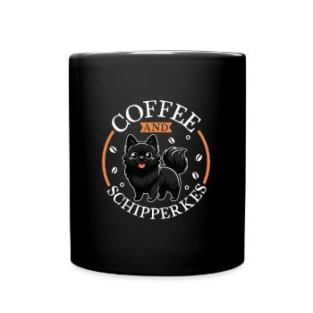 Kaffee und Schipperke - Tasse einfarbig - Schwarz - Vorne