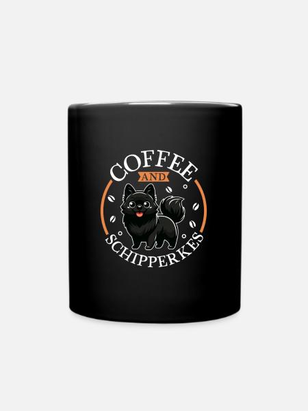 Kaffee und Schipperke - Tasse einfarbig - Schwarz