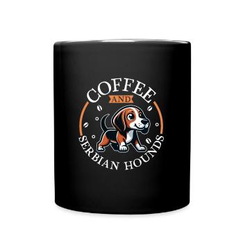 Kaffee und Serbischer Laufhund - Tasse einfarbig - Schwarz - Vorne