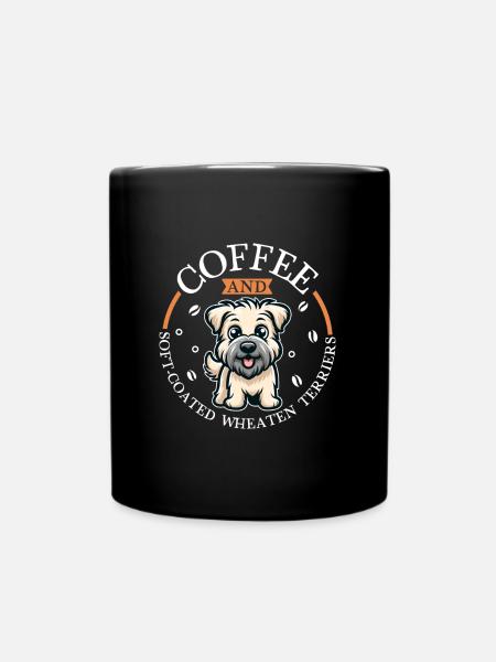 Kaffee und Irish Soft Coated Wheaten Terrier - Tasse einfarbig - Schwarz