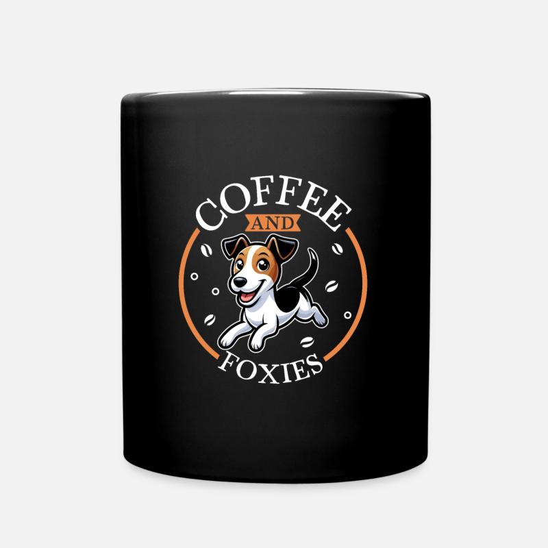 Kaffee und Glatthaar-Foxterrier - Tasse einfarbig - Schwarz