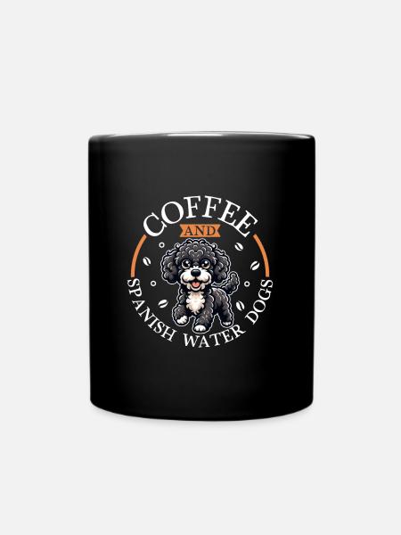 Kaffee und Spanischer Wasserhund - Tasse einfarbig - Schwarz