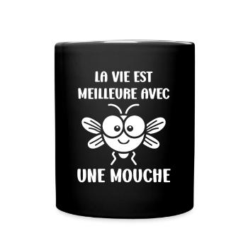 Insecte Citation humour mouche - Mug uni - noir - Devant
