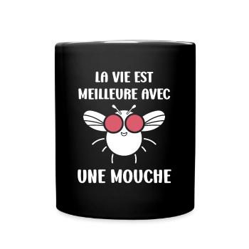 Insecte Citation humour mouche - Mug uni - noir - Devant