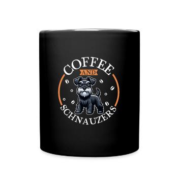 Kaffee und Schnauzer - Tasse einfarbig - Schwarz - Vorne