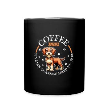 Coffee and Styrian Wirehaired Hound - Full Colour Mug - black - Front