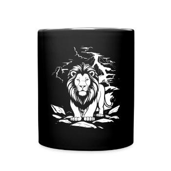 A lion during a thunderstorm - Full Colour Mug - black - Front