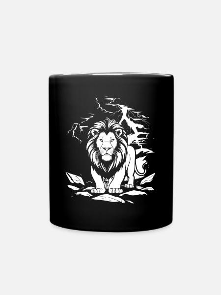 Un lion pendant un orage - Mug uni - noir