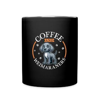 Café et braque de Weimar - Mug uni - noir - Devant