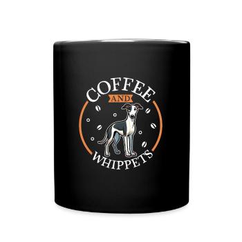 Kaffee und Whippet - Tasse einfarbig - Schwarz - Vorne
