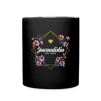 Journalistin mit Herz - Tasse einfarbig - Schwarz - Vorne