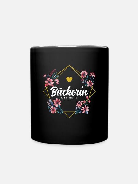 Bäckerin mit Herz - Tasse einfarbig - Schwarz