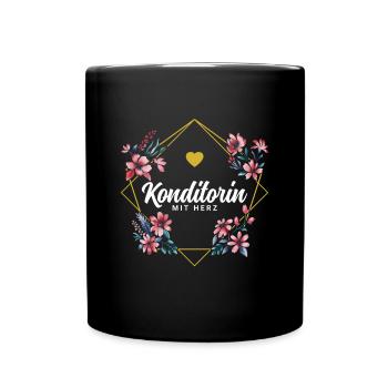Konditorin mit Herz - Tasse einfarbig - Schwarz - Vorne