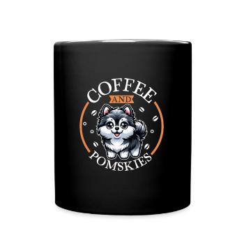Coffee and Pomsky - Full Colour Mug - black - Front