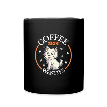 Café et West Highland Terrier - Mug uni - noir - Devant