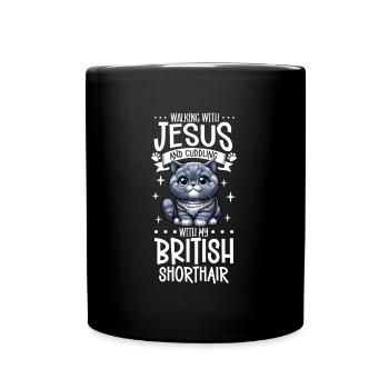 Jésus et mon British Shorthair - Mug uni - noir - Devant