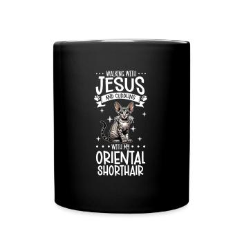Jesus and my Oriental Shorthair - Full Colour Mug - black - Front
