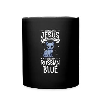 Jésus et mon bleu russe - Mug uni - noir - Devant