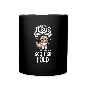 Jésus et mon chat écossais aux oreilles repliées - Mug uni - noir - Devant