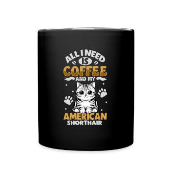 Le café et mon American Shorthair - Mug uni - noir - Devant