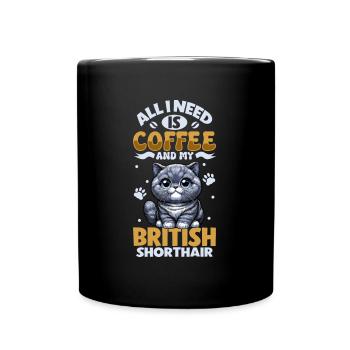 Le café et mon British Shorthair - Mug uni - noir - Devant