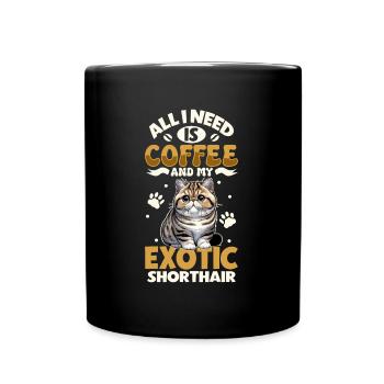 Le café et mon exotique à poil court - Mug uni - noir - Devant