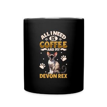 Le café et mon Devon Rex - Mug uni - noir - Devant