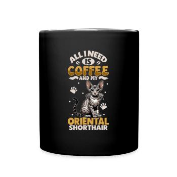 Coffee and my Oriental Shorthair - Full Colour Mug - black - Front