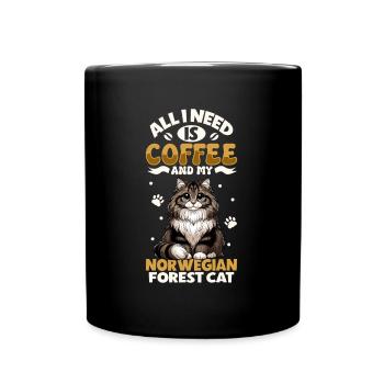 Le café et mon chat des forêts norvégiennes - Mug uni - noir - Devant