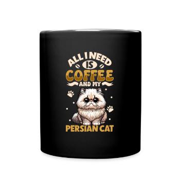 Le café et mon chat persan - Mug uni - noir - Devant