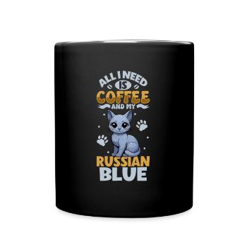 Coffee and My Russian Blue - Full Colour Mug - black - Front