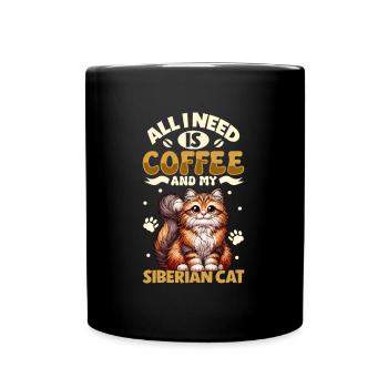 Le café et mon chat sibérien - Mug uni - noir - Devant