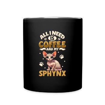 Le café et mon Sphynx - Mug uni - noir - Devant