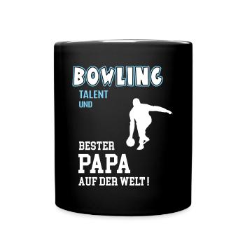 Bowling Bester Papa Vater Vatertag Geburtstag - Tasse einfarbig - Schwarz - Vorne