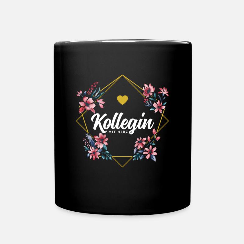 Kollegin mit Herz - Tasse einfarbig - Schwarz