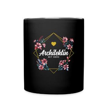 Architektin mit Herz - Tasse einfarbig - Schwarz - Vorne